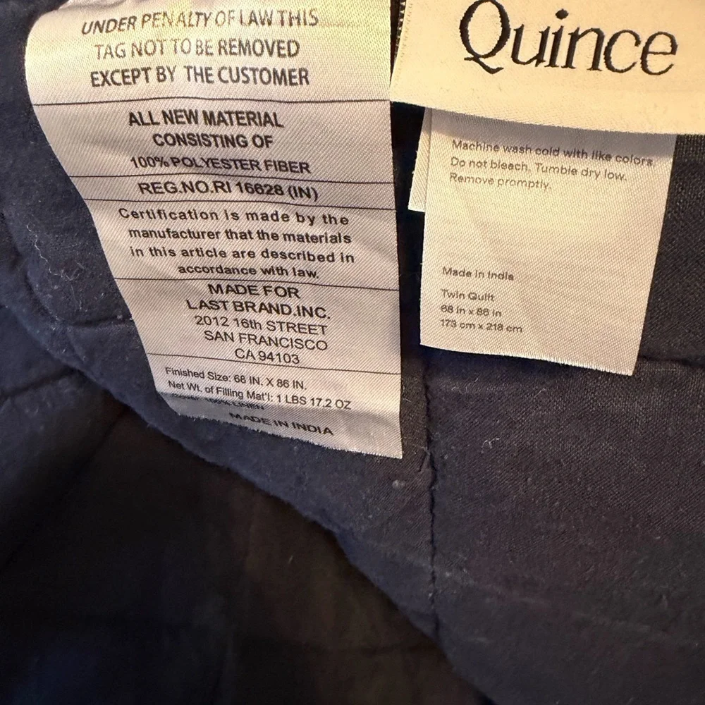 Quince European Linen Box Quilt Set, Twin